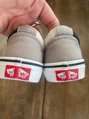 Vans Old Skool Color Block Gray Black White Red Tongue Lace Sneaker Youth Sz 1