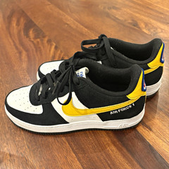 Nike Air Force 1 Low Kids Sneaker Black/White/Yellow US 5.5 Pre-Owned