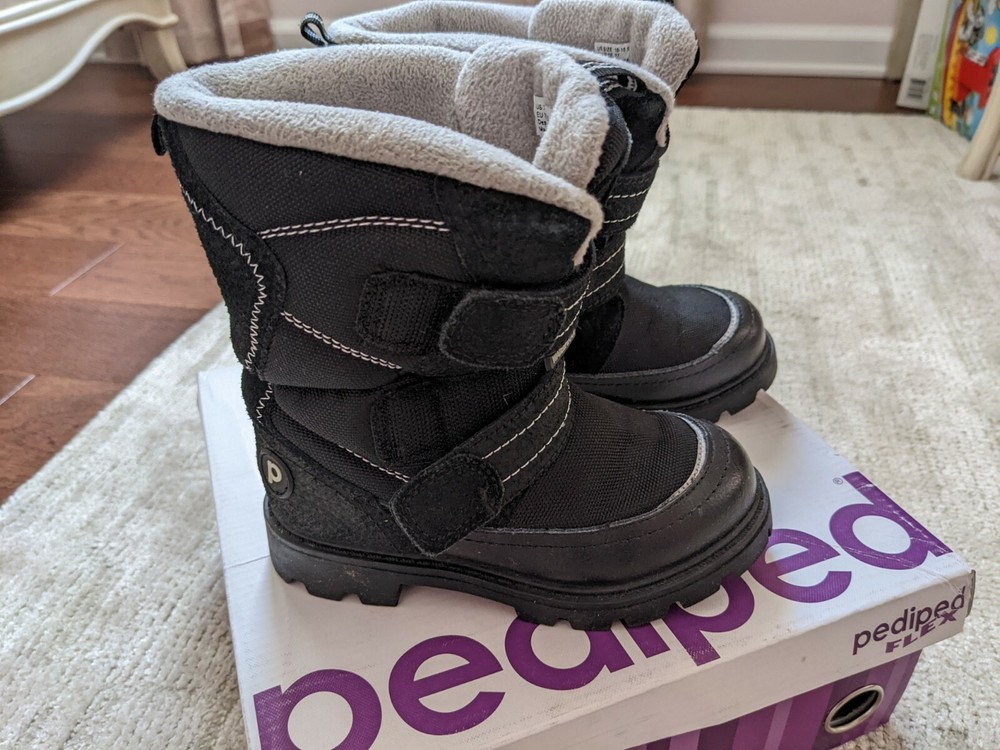 Pediped Flex Cruz Black White Boots, Size 10-10.5