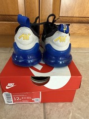 Nike Air Max 270 Kids (PS) Size 12 Black White Game Blue Sneakers AO2372-050
