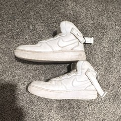 Nike Air Force 1 High Top White Leather Sneakers, Lace Up Strap, Unisex Kids