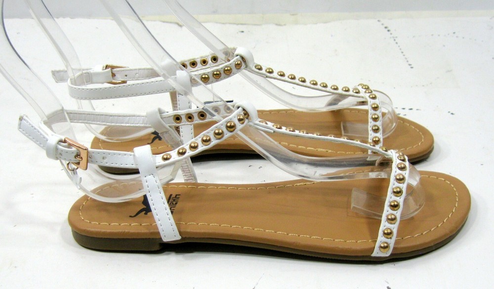new Summer WHITE Gold stud Back Strap Cute Shoes Sandals GIRL Size 2
