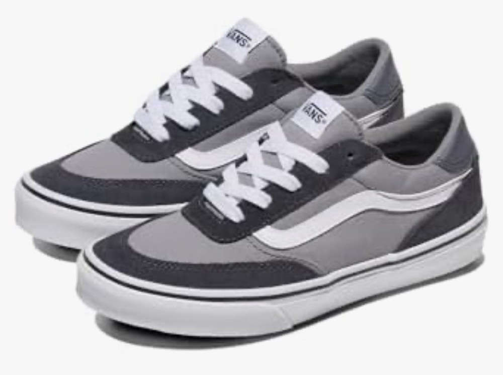 New Adorable Vans Brooklyn LS Little Boys Comfort Shoes Size 12 Youth, Gray