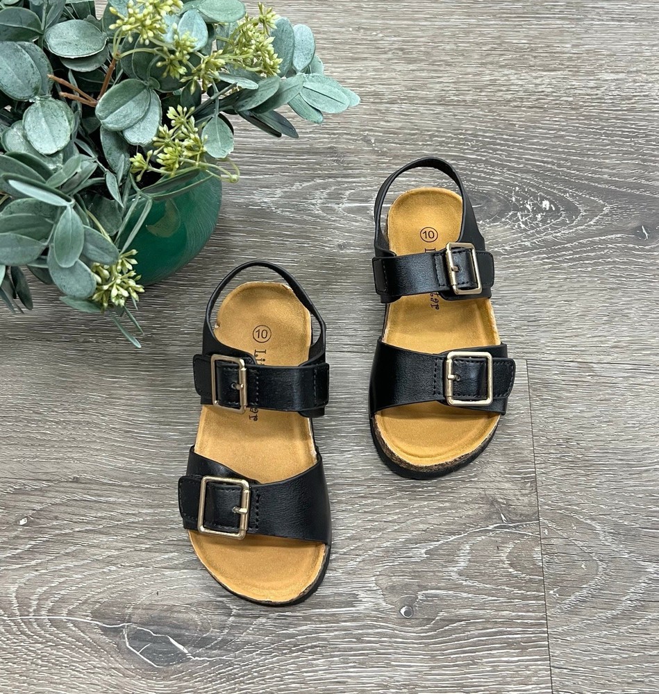 Little Star Youth Black Strap Sandals Youth Size 3 NEW