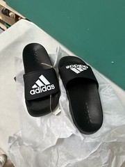 Adidas 3K Kids Essential Adilette Shower Slides Black White G27627