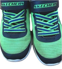 Skechers Athletic Blue/Lime Green Adjustable Strap Slip On Sneakers Kids Size 2