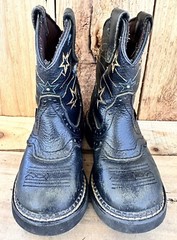 Justin Gypsy Western Cowboy Boots Black Stars Kid’s 8.5 D Rodeo
