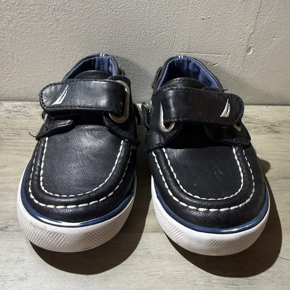 Nautica Black White Boat Shoes Hook & Loop Casual Unisex Kids Size 5