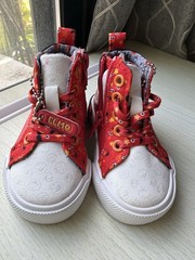 Sesame Workshop Sesame Street Elmo High Top Sneakers Zip Lace Up US 5 Red/White