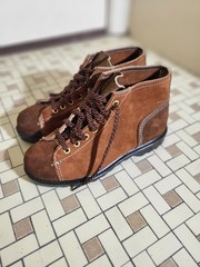 B B Walker Childrens Brown Suede Leather Lace-Up Boots 8.5″ Insole Ankle Vintage