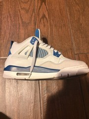 Jordan Air Jordan 4 Retro (GS) White/Blue Leather Sneakers 7Y HF4281 141