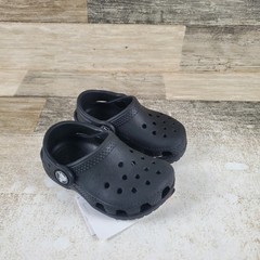 Crocs Classic Clogs Kids Sz 5 C5 Black Ankle Strap Round Toe Slip-On Shoes