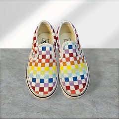 Vans Classic Slip-On Rainbow Checkerboard Skate Shoes US Kids 13.5 Multicolor