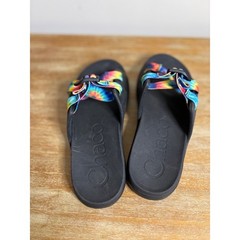 Chaco Kids Slides Tie Dye Rainbow Strap Black Comfort Performance Footwear SZ 5