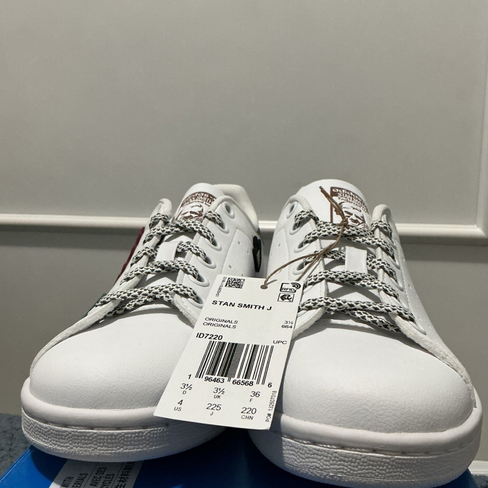 adidas Stan Smith J Camp ID7220 White Green Leather Unisex Size 4