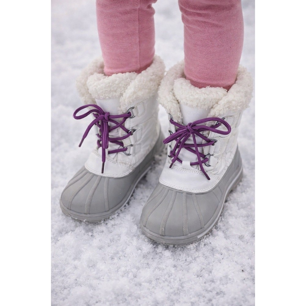 Cat & Jack Kids White Gray Purple Thermolite Insulated Snow Boots Size 1