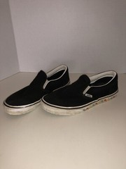 Worn Vans Checkerboard Classic Slip-On Skateboard Shoes 6.5 Rainbow Sidewall