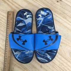 Under Armour Sandals Youth 4Y Slide Blue Adjustable Strap Hook And Loop Casual