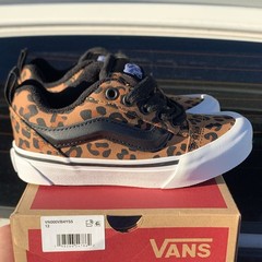 Vans Knu Skool GS Leopard Brown Black Canvas Sneaker 12Y VN000VB4YS5