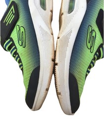 Skechers Athletic Blue/Lime Green Adjustable Strap Slip On Sneakers Kids Size 2