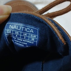Nautica Bertram Low Top Boat Shoes Brown White Blue US 4 EUR 36 UK 3 Unisex Kids