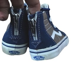 Vans Back Zip Up Blue/Fade Gray/White Casual Sneakers Infant Toddler Size 5.0