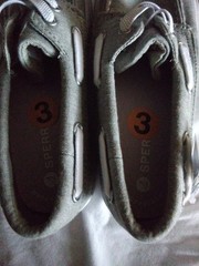SPERRY BAHAMA PLATFORM GRAY WHITE KIDS SIZE 3 YOUTH VGC