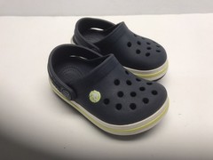 Crocs Crocband Little Kids Size C6 Navy Blue Neon Green Slip On Clogs Shoes