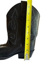 Masterson Cowboy Boots Size 2.5 Youth Black Leather Western Embroidery Pull Tabs