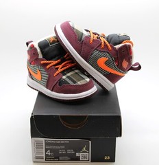 NIKE AIR JORDAN 1 MID SE (TD) NIGHT MAROON-TOTAL ORANGE SZ 4C FD5462-608