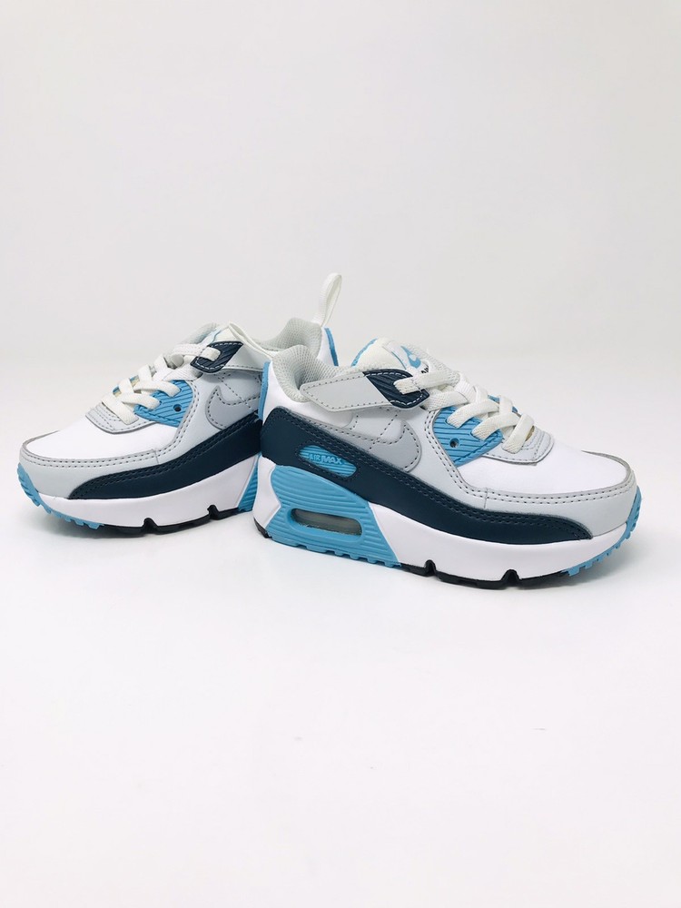 Nike Air Max 90 leather Summit White/Black/Blue 8C Kids Sneakers