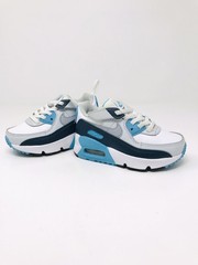 Nike Air Max 90 leather Summit White/Black/Blue 8C Kids Sneakers