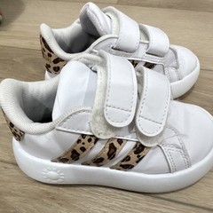 adidas Neo Kids White Hook & Loop Leopard Stripe US 7.5 EU 24