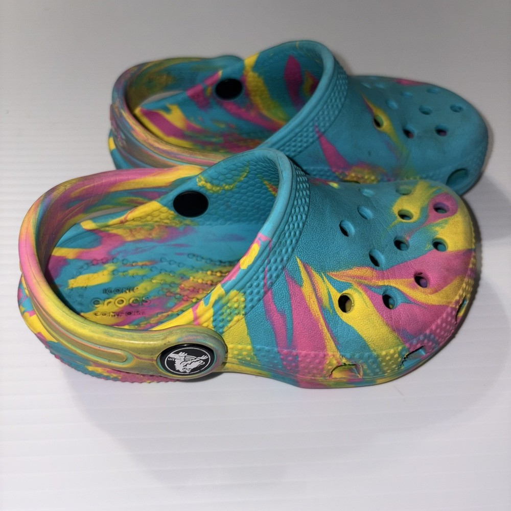 Crocs Toddler Blue/Pink/Yellow Marble Size C8