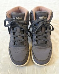 Adidas Hoops 2.0 Mid High Tops Kids Shoes Purple Pink 2 2Y Basketball Sneakers