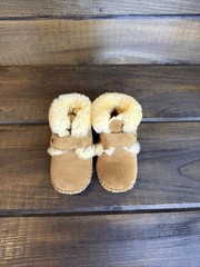 L. L. Bean Wicked Good Brown Suede Bootie Slippers Toddler Size 5-6 Lamb Fur