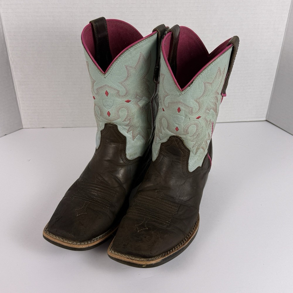 Ariat Tombstone Turquoise Western Boots Youth Sz 5 Leather 10031516 Square Toe