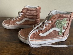 Vans Kids Shoe SK8-HI Zip Sequin Patch- Palm Tree/ Coral Sands Size Kids 1