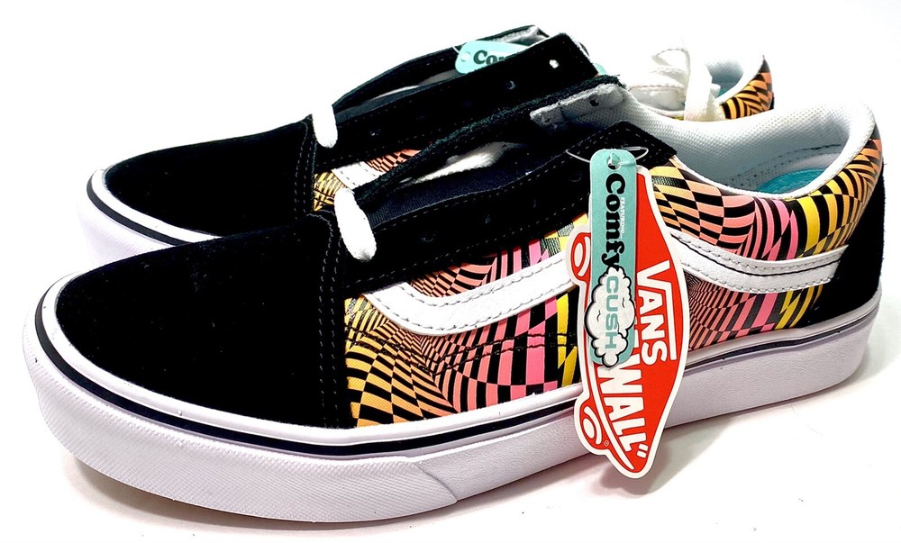 Vans Black Old Skool Sneakers Comfycush Gradient Checking Big Kids Size 6.5