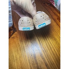 Native Jefferson Bling Gold Glitter Kids Slip On Shoes C5 Toddler EVA Sneaker