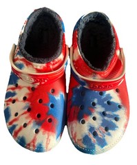 Crocs Classic Junior 6 Clog Tie Dye Lined Red White Blue USA Unisex Patriotic