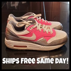 Nike Air Max 1 (GS) Kid’s Silver Pink White Sneakers Running Shoes 7Y 653653-108