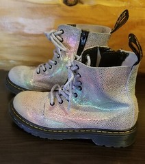 Dr Martens Doc Airwalk Leather Multicolor Sparkle Combat Boots Pascal J1460 Sz 2