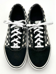 Vans Off the Wall Black/White Checkerboard Suede/Canvas Sneakers-Youth Size 6.5