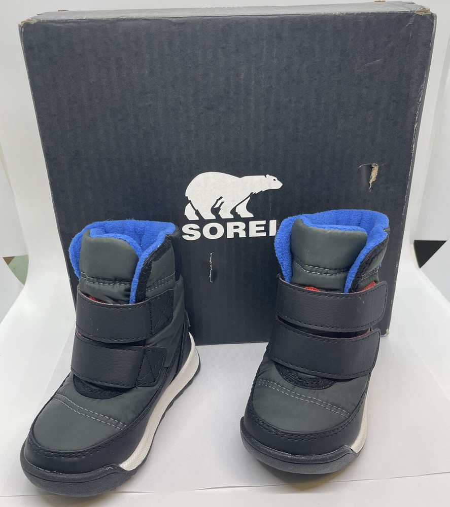 NEW SOREL TODDLER Whitney II Strap Coal/Charbon WP Winter Boots SIZE 4