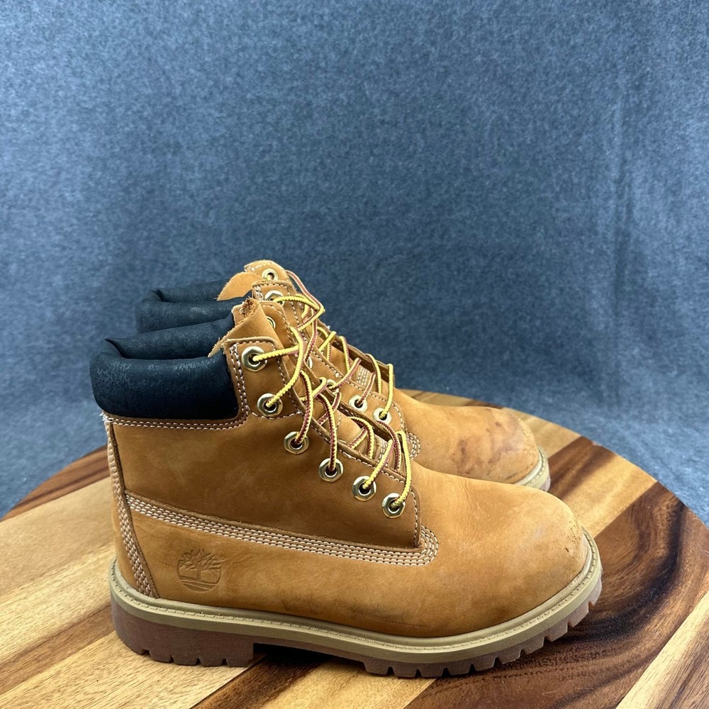 Timberland Junior 6-Inch Premium Waterproof Boots Wheat Nubuck 12909 Size 4.5 M