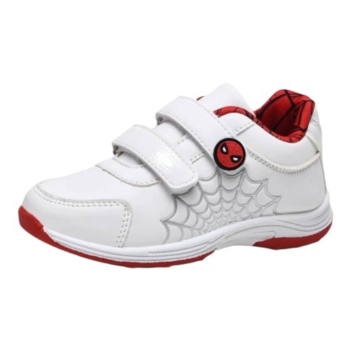 Marvel Spider-Man White Red Unisex Kids Sneaker Athletic Hook & Loop Logo Strap
