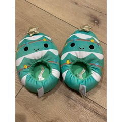 Squishmallows Christmas Tree Slippers Kids Size 2-3 Green Holiday Plush Shoes