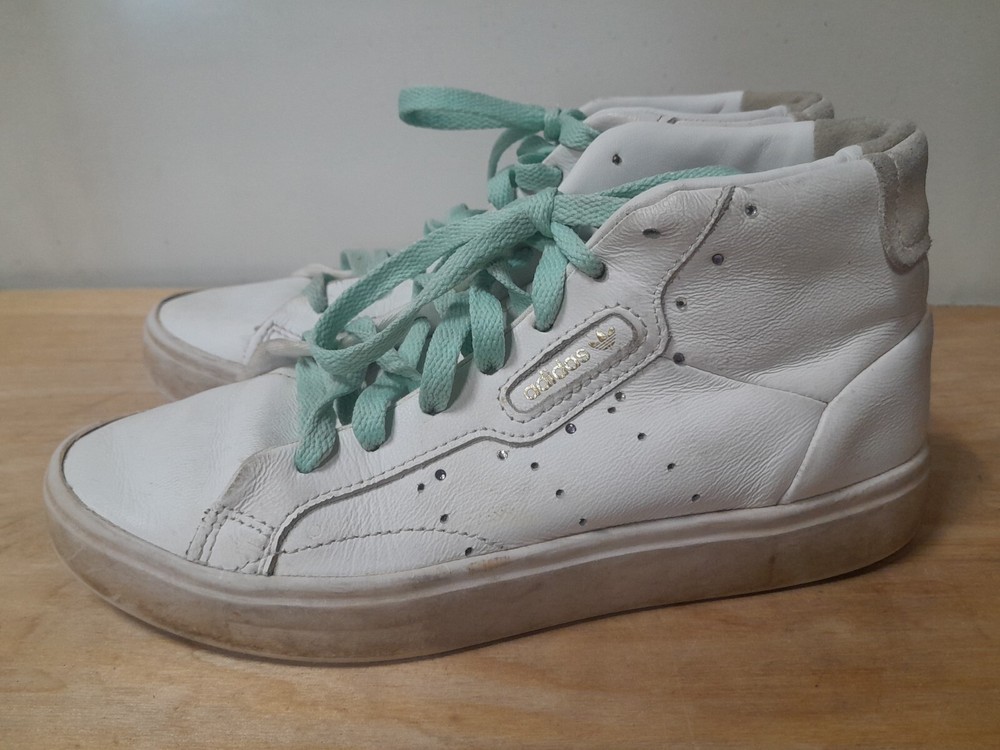 Adidas White High Top Sneaker Model Pro Size Youth 4.5 Classic Casual Outdoor