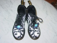 Kids Outer Space Galaxy Dr Doc Martens Black Boots Shoe 12C